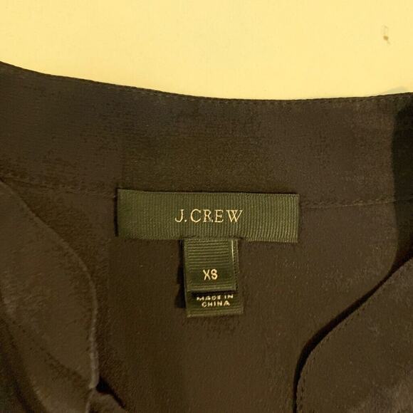 J Crew Blouse Women XS Extra Small Black Silk High Low Drop Shoulder Half Sleeve - Picture 9 of 12